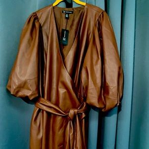 Faux leather INC dress; NWT;